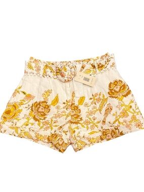 Magaschoni Floral High Waist Shorts in White and Yellow